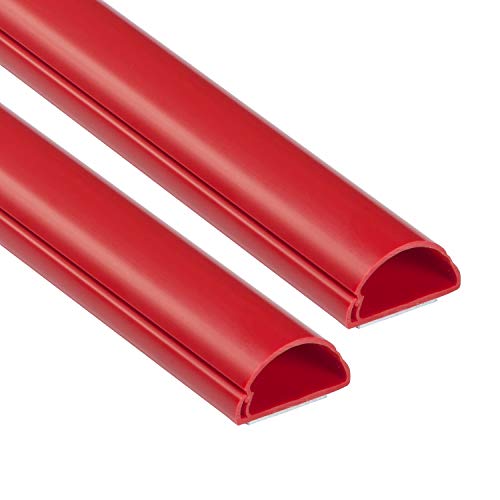 D-Line Mini Canalina Passacavi da 2 Metri, Canalina per Cavi Autoadesiva, Soluzione Ideale per la Gestione di Cavi e Fili Elettrici - 30 mm (L) x 15 mm (H) – 2 x 1 Metri di Lunghezza – Rosso