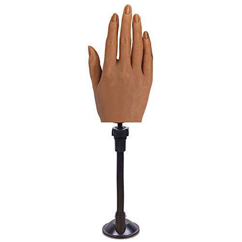 Datoong Mano in silicone a grandezza naturale regolabile, Unghie pieghevoli con giuntura delle dita Manicure Training Modello di dita finte per la pratica della nail art (3#,mano destra)