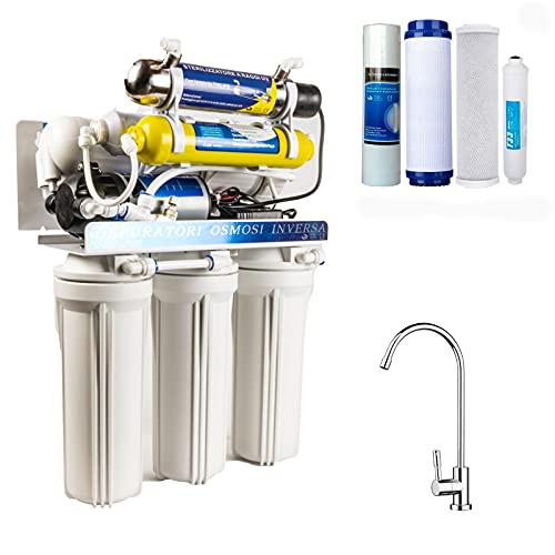 DC Solution | Depuratore Acqua Osmosi Inversa 400 galloni con lampada UV Philips | Purificatore DC-RO4007 domestico acqua potabile dal rubinetto di casa
