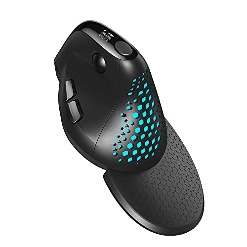 DELUX Mouse ergonomico wireless con schermo OLED,Mouse verticale doppio BT5.0 e 2.4G (3 modalità),collegamento con massimo 4 dispositivi,luce RGB,7200 DPI, mouse ottico ricaricabile programmabile