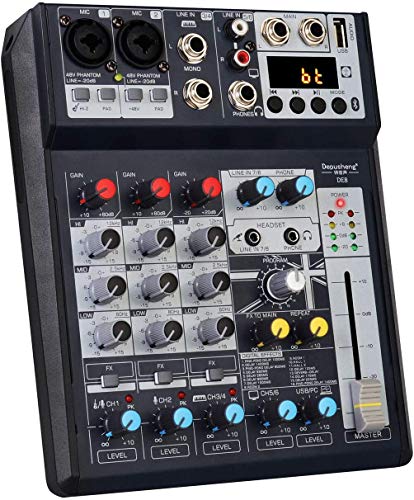 Depusheng DE8 Mini Mixer DJ a 8 canali Console di riverbero Mixer scheda audio USB Mixer audio effetto DSP per registrazione su computer, bande