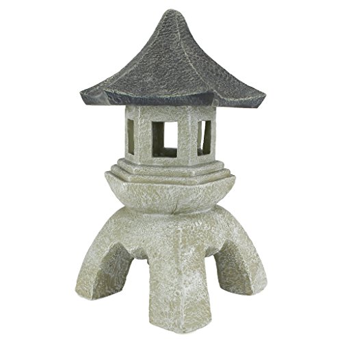 Design Toscano Arredo in Stile Asiatico Lanterna Pagoda Statua da Esterni, poliresina, Pietra Bicolore, Grande 43,25 cm