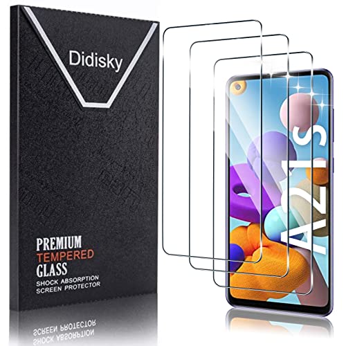 Didisky Pellicola Protettiva in Vetro Temperato per Samsung Galaxy A21S, [3 Pezzi] Protezione Schermo [Tocco Morbido ] Facile da Pulire, Facile da installare, Trasparente