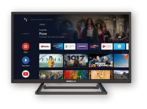 Digiquest Smart TV 24”, HD Ready, Android Google TV, WiFi, LCN Tivùsat, base centrale, Nero [classe di efficienza energetica E]