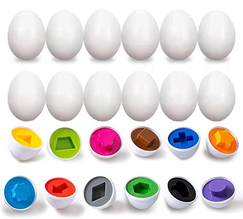 Ding Yongliang Uova di Pasqua Uovo Uova di Abbinate Colore e Forma Riconoscimento 12pcs Uova Plastica, Uovo Artificiale Uova Finte Gioco Pasqua per Bambini