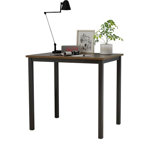 DlandHome - Scrivania postazione per computer piccola, 80 x 40 cm, in legno composito resistente e stabile, per casa e ufficio, in noce con gambe nere