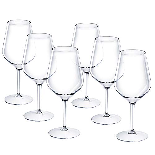 DoimoFlair Calice da Vino in plastica Spumante Riutilizzabile aperitivo infrangibile Trasparente 46 cl. Set 6 Pezzi.
