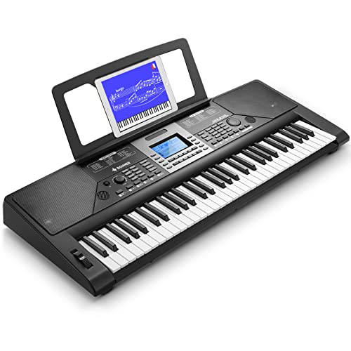 Donner Digital Keyboard DEP-610P – Tastiera Digitale Portatile Ideale per Principianti, con 61 Tasti Dinamici Sensibili al Tocco, Suoni Strumentali di Alta Qualità e Funzioni di Apprendimento, Nero