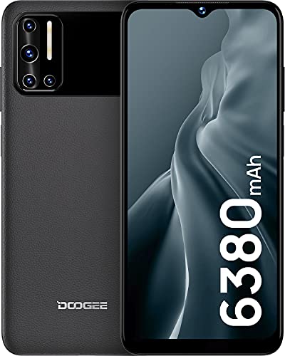 DOOGEE N40 Pro Smartphone 2021, Batteria 6380mAh, 6GB + 128GB Helio P60 Octa-Core, 9.9mm Finitura Classica in Pelle Telefoni Cellulari, Fotocamera AI da 20MP, 6.52 Pollici, Dual Sim Android 11, Nero