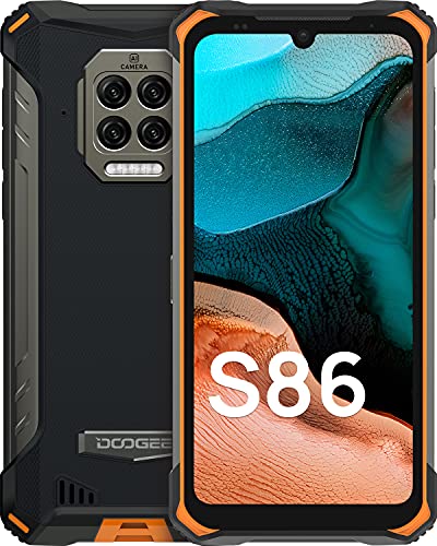 DOOGEE S86 Rugged Smartphone 8500 mAh Grande Batteria, Ricarica Rapida da 24W,6 GB +128 GB, Telefono Cellulare con Altoparlante da 2W,6.1 HD+, 4G Dual SIM, IP68 IP69K,Helio P60 16MP NFC,Arancio
