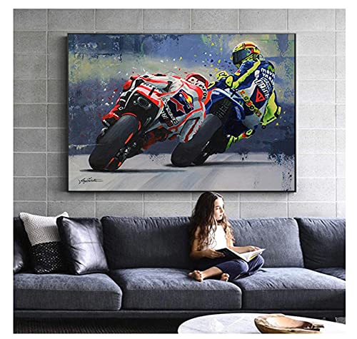 DPFRY Valentino Rossi S Poster Moto Tela Pittura Poster Cuadros Wall Art Soggiorno Uz31Fr 40X60Cm Senza Cornice