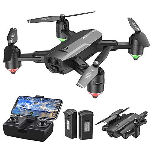 Drone con Telecamera - Dragon Touch Drone Pieghevole 1080P HD FPV per Principianti, RC Quadricottero con Modalità Hovering, 3D Flip e Modalità Headless