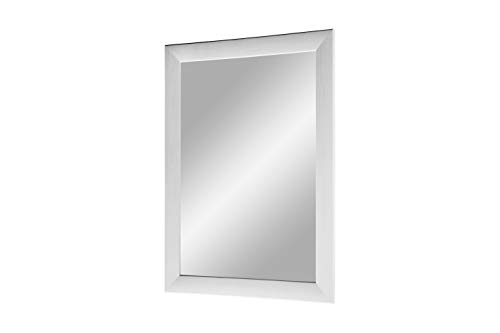 Duisburger-Rahmen24 Flex 35 - Specchio da Parete 80x160 cm con Cornice (Bianco Pino), Specchio su Misura con Striscia di Legno MDF da 35 mm di Larghezza e Parete Posteriore Robusta con Ganci