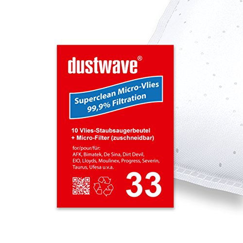 Dustwave - 10 sacchetti per aspirapolvere adatti per Severin - SB 9022   SB9022 - Sacchetti per aspirapolvere di marca Dustwave   Made in Germany + microfiltro