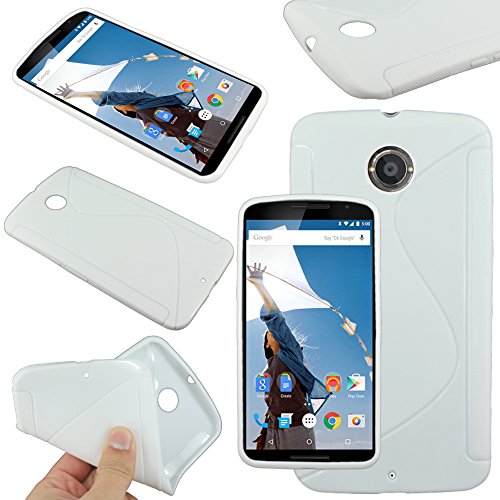 ebestStar - Cover Compatibile con Motorola Nexus 6, Nexus X Custodia Protezione S-Line Design Silicone Gel TPU Morbida e Sottile, Bianco [Apparecchio: 82.98 x 159.26 x 10.06mm, 5.96  ]