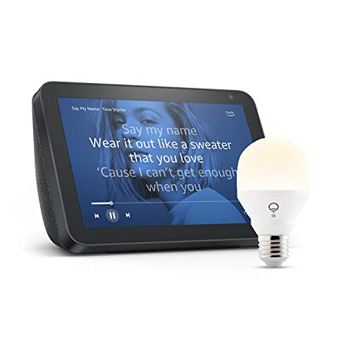 Echo Show 8, Tessuto antracite + lampadina intelligente LIFX White, compatibile con Alexa