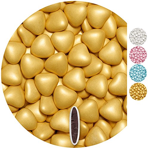 EinsSein 0,5kg Confetti di Cuore al cioccolato mezzo oro perla cuor...