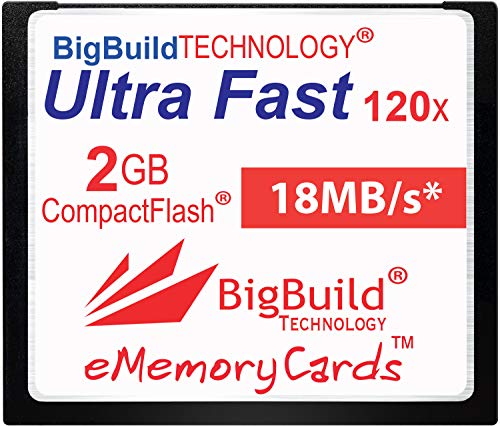 eMemoryCards Scheda di memoria 2GB Ultra Fast 18MB s CompactFlash compatibile con Canon 10D 20D 30D 40D 50D 1D 1Ds 5D 5Ds 7D Mark I II III IV, Nikon D, Olympus E, Sony Alpha, Leica S Cameras