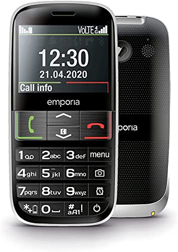 Emporia ACTIVE4g - Telefono Cellulare 4G per Anziani, Volume alto, Display 2.31  a colori, Tasti Grandi, Tasto SOS, Basetta di ricarica, Fotocamera, Bluetooth, Black (Italia)