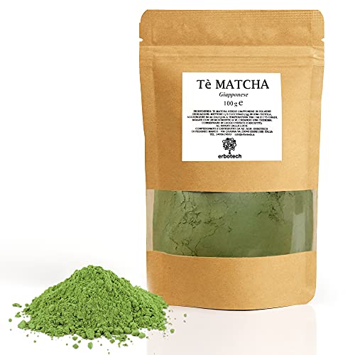 ERBOTECH Tè Matcha, The Verde Giapponese in Polvere, Busta da 100g...
