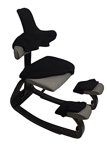 Ergositting Set Fodere elasticizzate per sedia ergonomica regolabile con schienale - 4 pezzi (Nero)