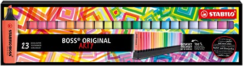 Evidenziatore - STABILO BOSS ORIGINAL Desk-Set - ARTY Edition - 23 Colori assortiti 9 Neon + 14 Pastel