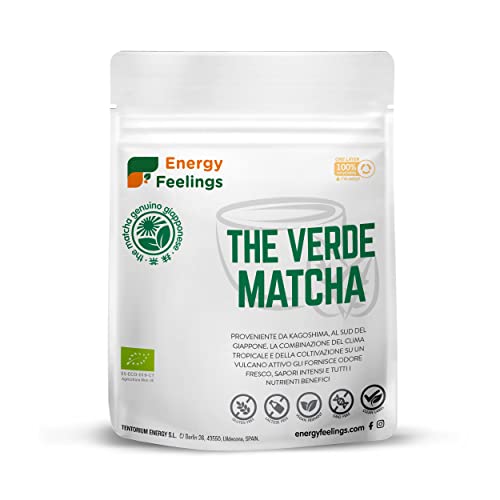 F Energy Feelings Tè Verde Matcha in Polvere BIO 100g   Tè Matcha Giapponese Qualità Premium   Tè Matcha Slim Proprietà Antiossidanti   Senza Glutine e Vegano