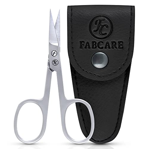 FABCARE Forbici per unghie professionali con custodia & ebook - micro-dentatura innovativa - forbici per unghie extra affilate con lame curve - adatto per le unghie di mani e piedi