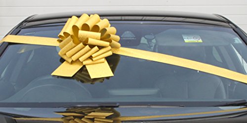 Fiocco gigante da automobile (30,5 cm), con 3 m di nastro, per automobili,biciclette, regali voluminosi e regali di natale, colore: oro scintillante