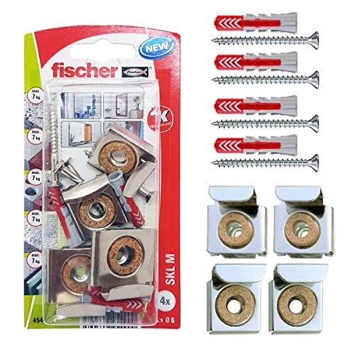 Fischer 045490 Kit Appendi Specchi Skl-M K con Tasselli Duopower, per Fissaggio su Ogni Tipo di Muro argento