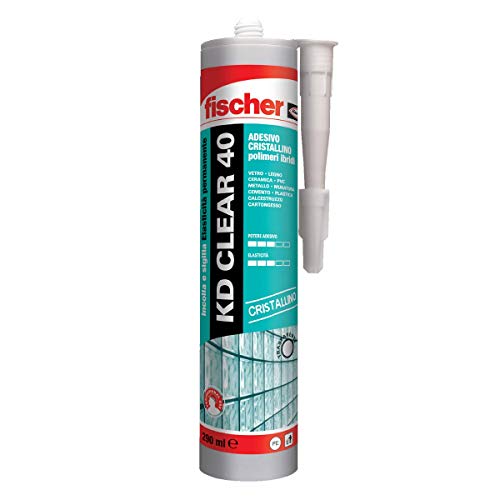 Fischer KD CLEAR 40 Adesivo sigillante Cristallino per vetro, vetromattone e applicazioni ad alto pregio estetico, 290 ml, 544919