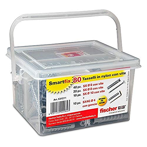 Fischer Kit Smartfix Box, 80 Tasselli Con Vite Con Gancio Per Muro ...