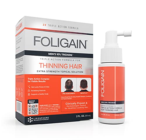 Foligain – Soluzione topica con trioxidil al 10%, per uomo, trattamento anticaduta, stimola la ricrescita dei capelli, 59 ml