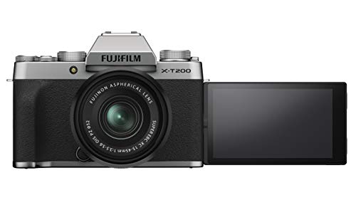 Fujifilm X-T200 Fotocamera Digitale Mirrorless 24MP con Obbiettivo XC15-45mmF3.5-5.6 OIS PZ, Mirino EVF, Schermo LCD Touch da 3,5  Vari-Angle, Filmati 4K, Argento