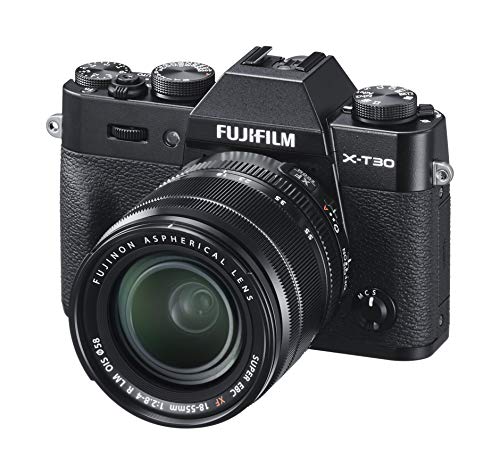Fujifilm X-T30 Black e Obiettivo XF18-55mm F2.8-4 R LM OIS, Fotocamera Digitale da 26MP, Sensore CMOS X-Trans 4 APS-C, Mirino EVF, Filmati 4K 30p, Schermo LCD Touch 3  Orientabile, Nero