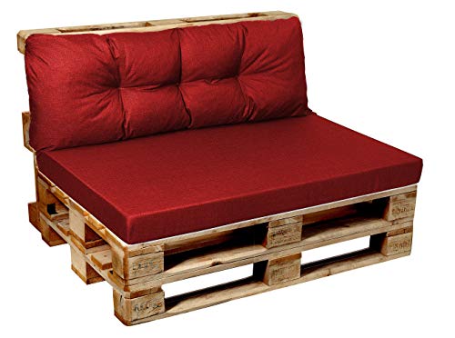 Garden Factory - Cuscini per bancali, Cuscini per divano di pallet, Seduta, Schienale o Set V1 (Schienale 120x50, Rosso)