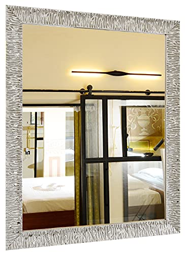 GaviaStore – Julie Argento 90x70 cm - Specchio moderno da parete (18 formati e colori) grande xxl arred casa art home decor soggiorno modern sala paret camera bagno ingresso