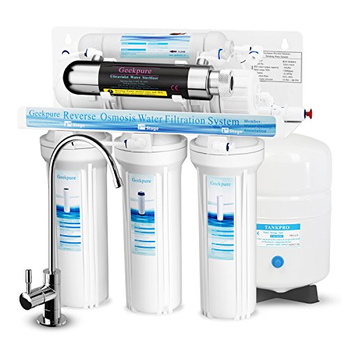 Geekpure Sistema di filtraggio dell acqua potabile ad osmosi inversa a 6 fasi con filtro UV-75GPD