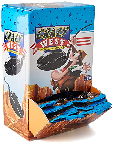 Gelco Maxi Crazy West Caramelle Gommose alla Liquirizia, 200 Rotelle di Liquirizia Monopezzo, Formato Scorta 2 Kg, Caramelle Incartate Singolarmente - Idee Regalo per Compleanni e Feste