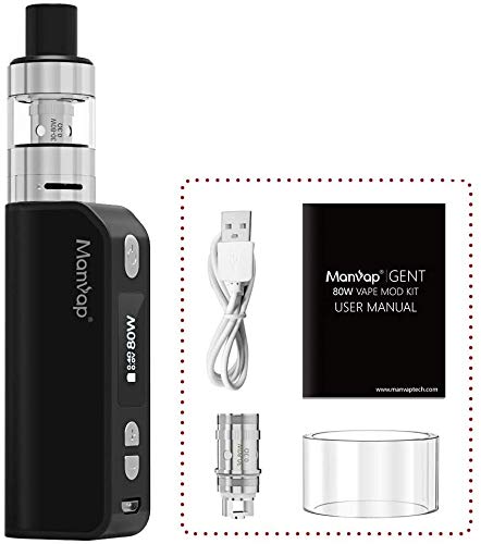 Gent 80W Sigaretta Elettronica Box Mod Svapo Kit, Ricaricabile 2200mAh Batteria Top Fill 2.0ml Atomizzatore,No Nicotina, No Liquido Elettronico (Nero)