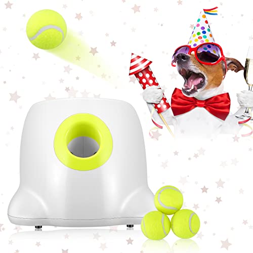 GJCrafts Lanciatore automatico di palline 3 impostazioni della distanza di lancio Lanciatore interattivo di palline da tennis per l addestramento e il divertimento del QI del cane (3 palline incluse)