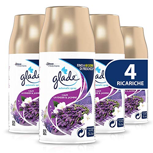 Glade Automatic Spray Ricarica, Profumatore per Ambienti, Fragranza Calm Lavender & Jasmine, Formato Scorta da 4 Ricariche da 269 ml