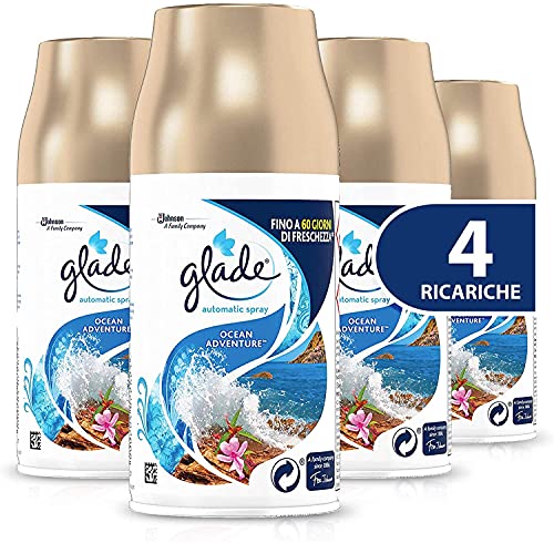 Glade Automatic Spray Ricarica, Profumatore per Ambienti, Fragranza Ocean Adventure, Formato Scorta da 4 Ricariche da 269 ml