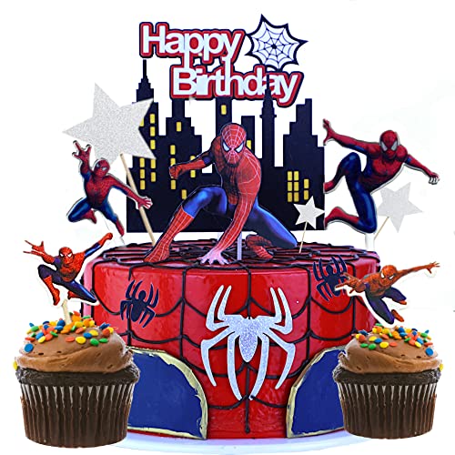 GOOGIT 37 Pezzi Set Decorazioni per Torta e Cupcake Topper per Feste di Compleanno Bambini (37pcs - Spiderman)