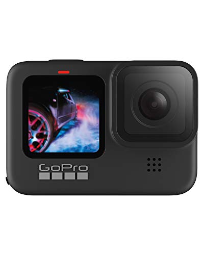 GoPro HERO9 - Fotocamera sportiva impermeabile con schermo LCD anteriore e touch screen posteriore, video Ultra HD 5K, foto da 20 MP, live streaming a 1080p, webcam, stabilizzazione, Nero