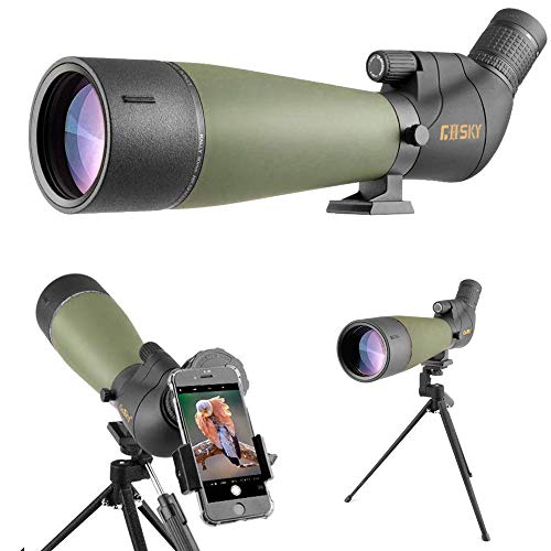 Gosky Cannocchiale 20-60x80 con treppiede, borsa per il trasporto e adattatore per smartphone - Telescopio angolato BAK4 - Il più nuovo telescopio impermeabile per tiro al bersaglio