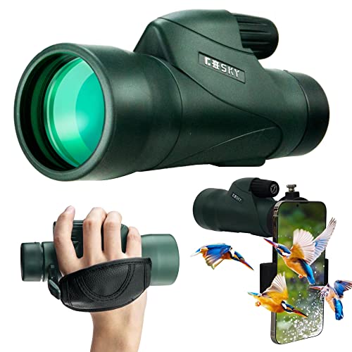 Gosky telescopio monoculare, Piper 12 x 55 ad alta definizione monoculare per adulti con prisma BAK4 e obiettivo FMC, leggero monoculare pratico con adattatore per smartphone adatto per bird watching