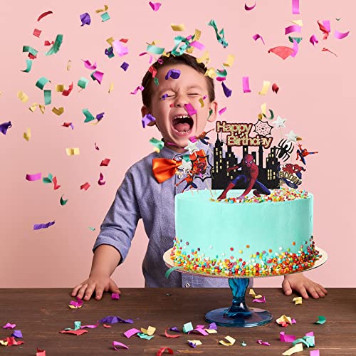 GUSTO 36 Pezzi Uomo Ragno Cake Topper Kit Buon Compleanno Bambini D...