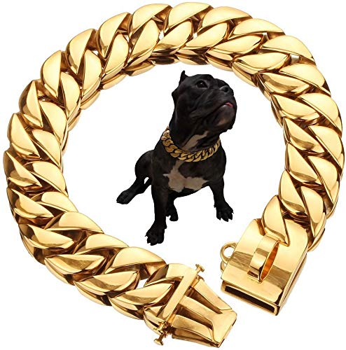 GZGLZDQ 24K Collare d oro per Cani Collana 32MM Catena per Cani For...