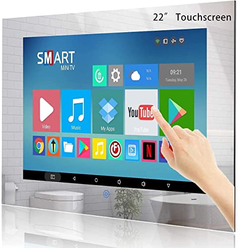Haocrown Smart TV LED da 22 pollici a specchio per bagno IP66 Impermeabile Sistema Android TV touchscreen con Wi-Fi integrato